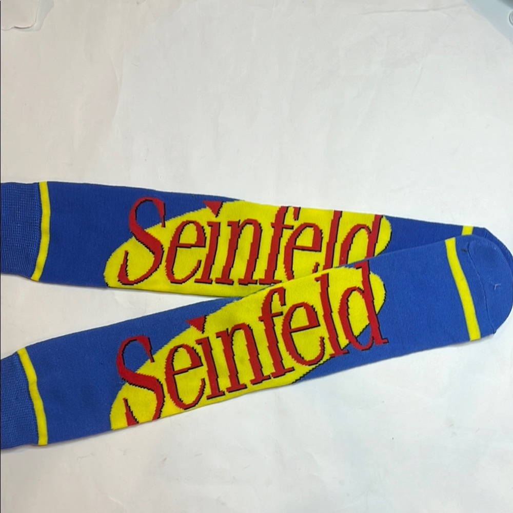 Seinfeld Novelty Crew Socks Blue and Yellow Socks